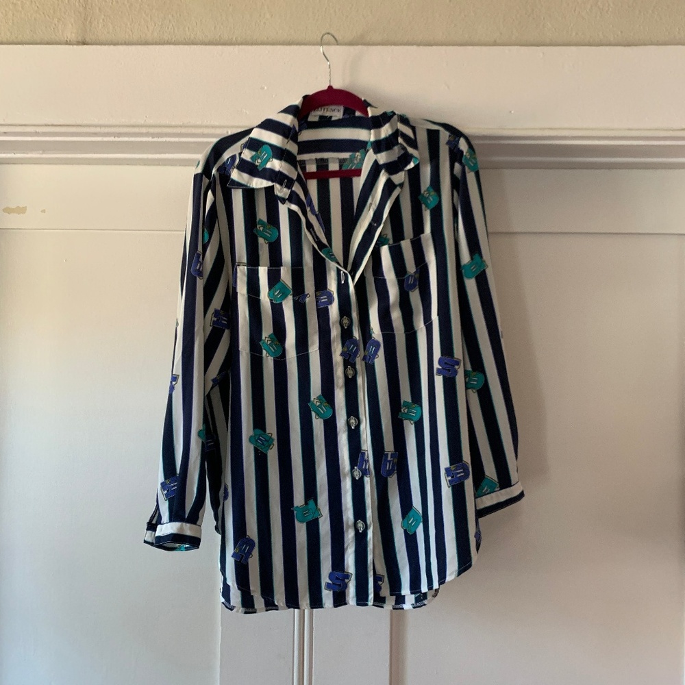 Vintage Silky Stripey Button Up